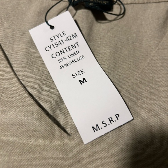 For Cynthia Womens Linen Shift Dress  3/4 Sleeve Beige Minimalist  Size  Medium - Picture 8 of 10